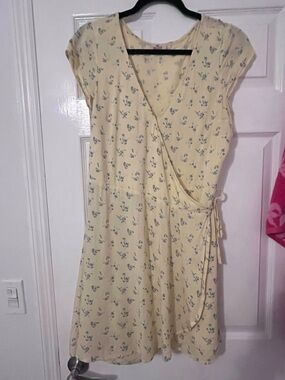 Yellow Floral Wrap Dress